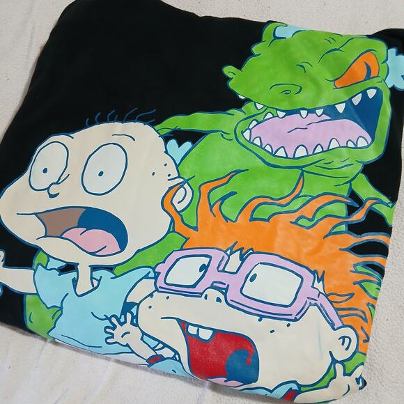 VTG Nickleodeon Rug Rats Large black hoodie Tommy Chuckie 90's large - Picture 5 of 12